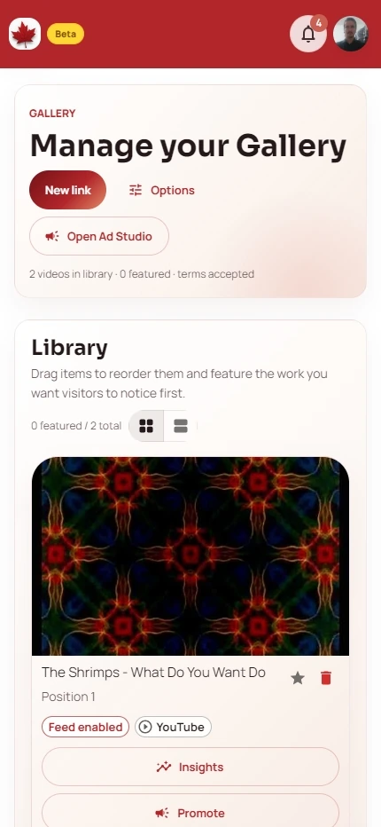 YYJammm Gallery management page