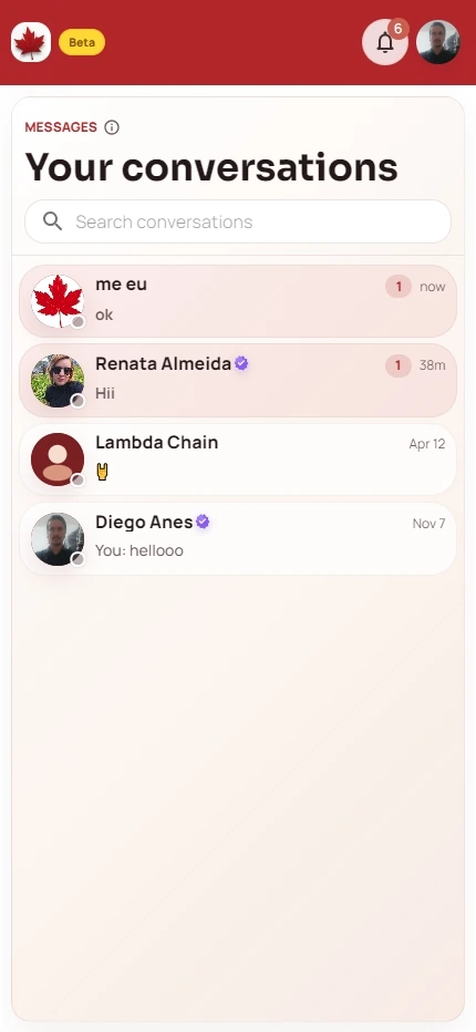 YYJammm Messages inbox page
