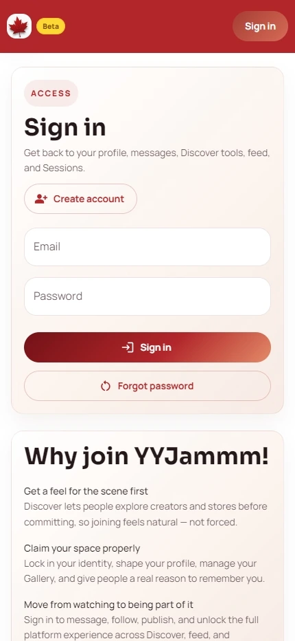YYJammm sign in page