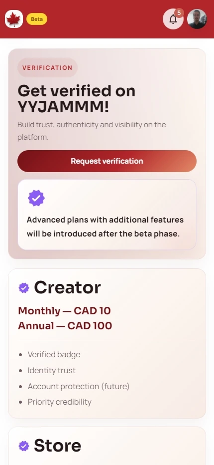 YYJammm verification page and plans
